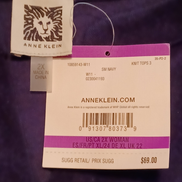 Anne Klein Blue Sleeveless Top - Picture 5 of 5